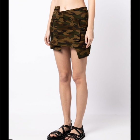 MONSE Asymmetric Deconstructed Camoflauge Mini Wrap Skirt with Pockets - Picture 4 of 9